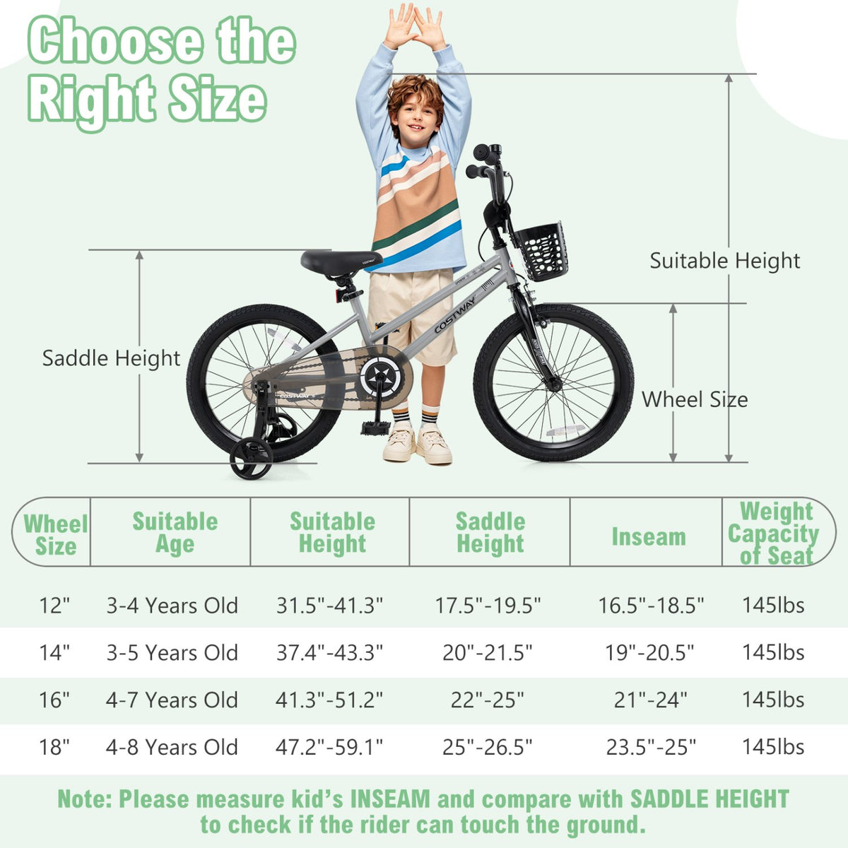 18 Inch Kids Bike Adjustable with Transparent Chain Cover for 4-8 Years Old view 4