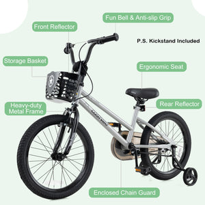 18 Inch Kids Bike Adjustable with Transparent Chain Cover for 4-8 Years Old view 9