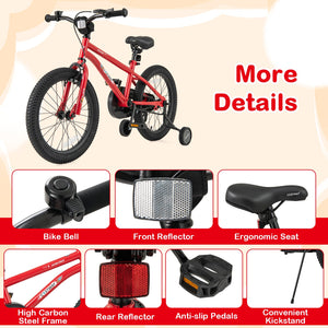 18-Inch Kids Bike Ages 3-8 with Handbrake and Coaster Brake and Bell Ring-18 inches view 7