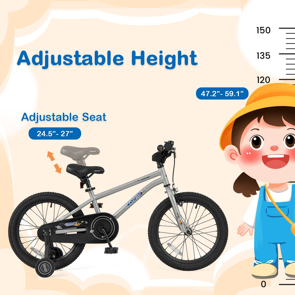 18-Inch Kids Bike Bicycle for Boys Girls 4-8 with High Carbon Steel Frame view 4