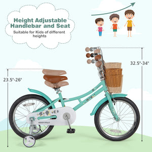 18 Inch Kids Bike Bicycle with Training Wheels and 2 Brake System Ages 4-8 Years Old-18 inches view 5