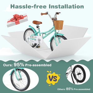 18 Inch Kids Bike Bicycle with Training Wheels and 2 Brake System Ages 4-8 Years Old-18 inches view 7