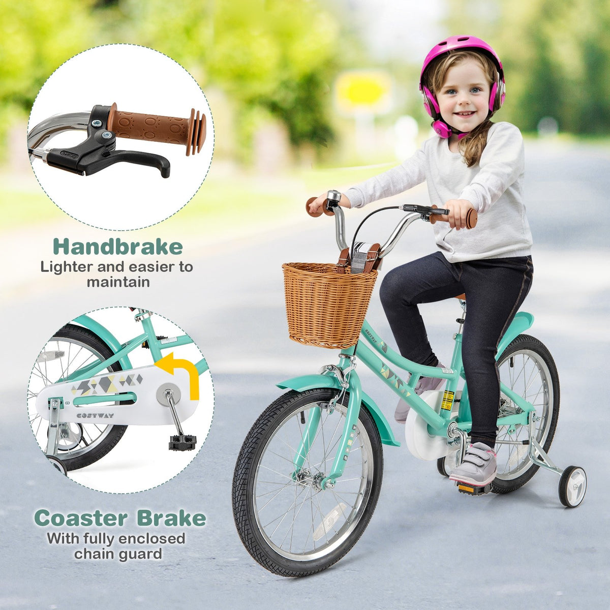18 Inch Kids Bike Bicycle with Training Wheels and 2 Brake System Ages 4-8 Years Old-18 inches view 9