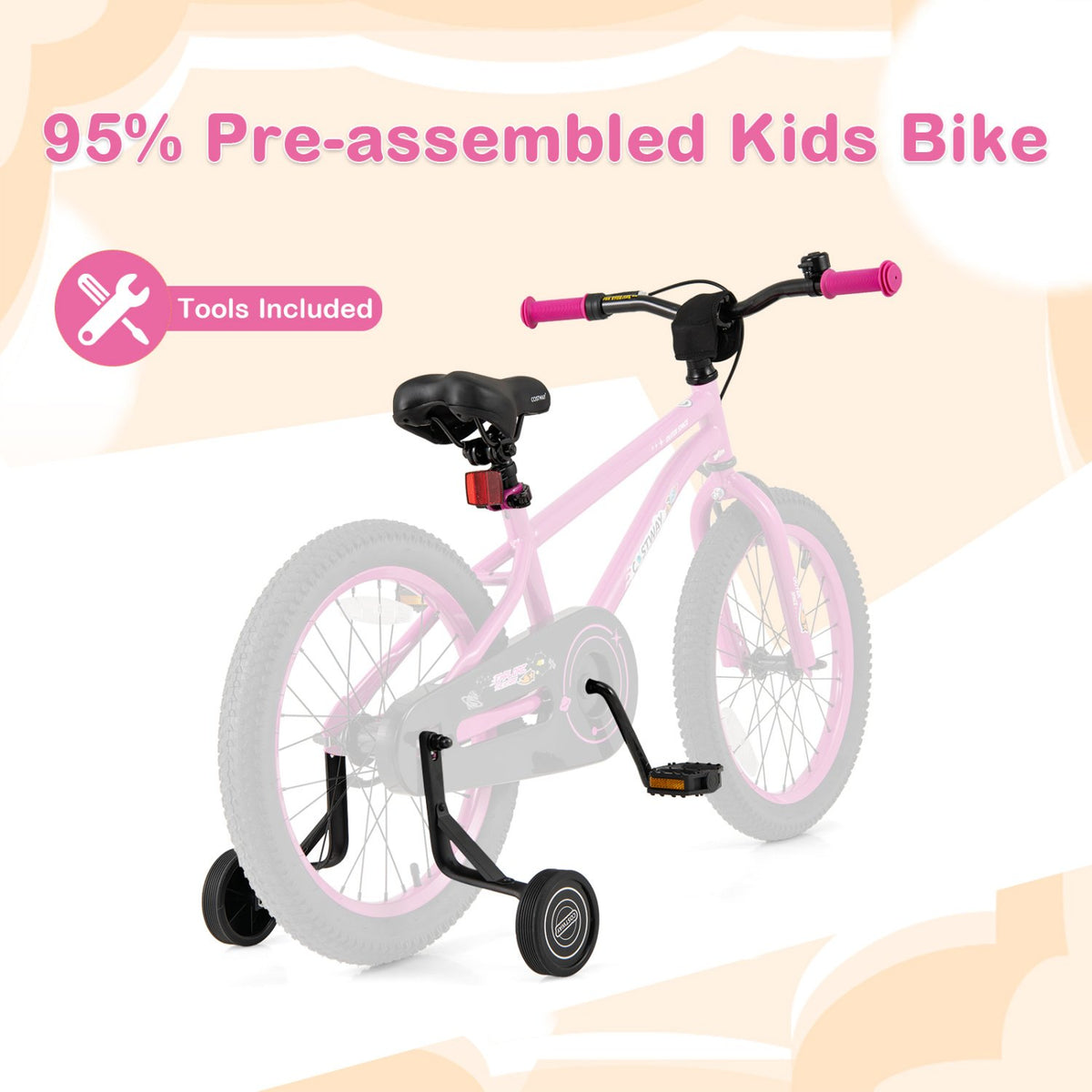 18 Inch Kids Bike for 4-8 Years Old Adjustable with Removable Training Wheels view 5