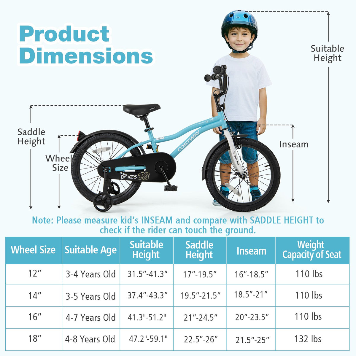 18-Inch Kids Bike for 4-8 Years Old Children Bicycle with Training Wheels view 4