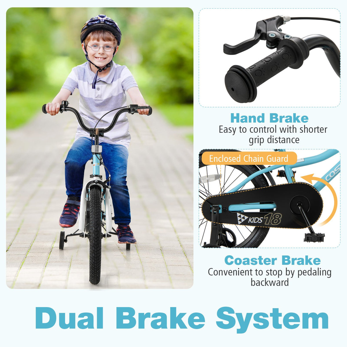 18-Inch Kids Bike for 4-8 Years Old Children Bicycle with Training Wheels view 5