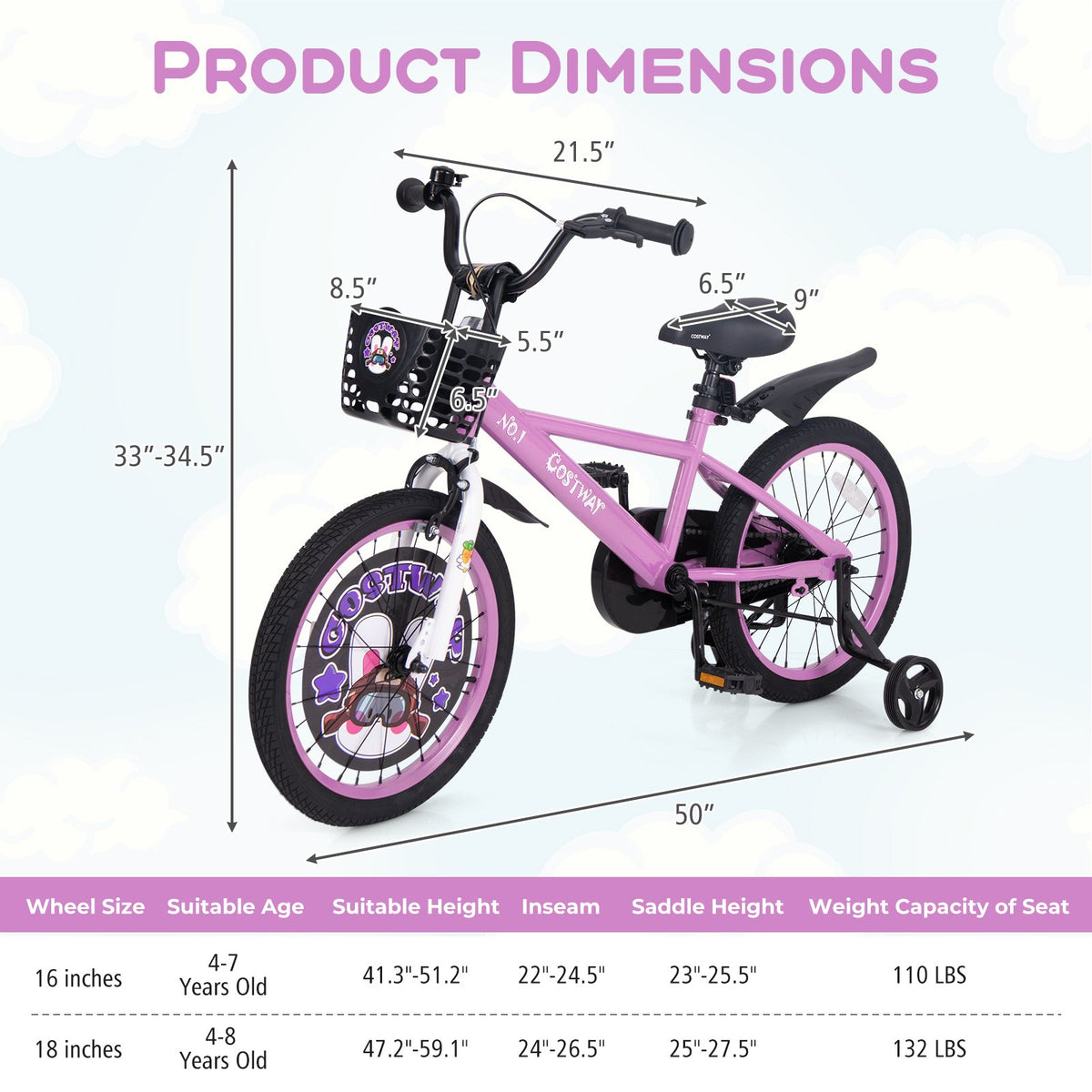 18 Inch Kids Bike for 4-8 Years Old Sport Bicycle with Adjustable Handlebar and Saddle-18 inches view 4