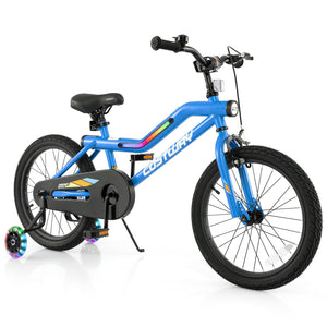 Patented 18 Inch Kids Bike LED Lighted Adjustable with Training Wheels for 4-8 Years Old Kids-18 inches