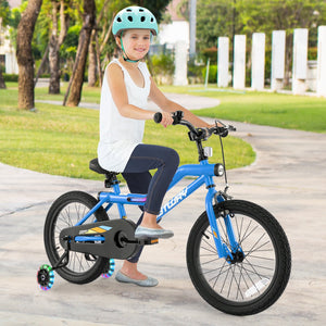 Patented 18 Inch Kids Bike LED Lighted Adjustable with Training Wheels for 4-8 Years Old Kids-18 inches view 2