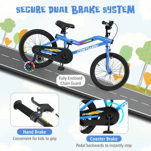 Patented 18 Inch Kids Bike LED Lighted Adjustable with Training Wheels for 4-8 Years Old Kids-18 inches view 6