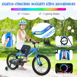 Patented 18 Inch Kids Bike LED Lighted Adjustable with Training Wheels for 4-8 Years Old Kids-18 inches view 9