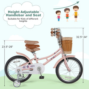 18 Inch Kids Bike Retro Bicycle with Adjustable Height and Basket for Ages 4-8 Years Old-18 inches view 5