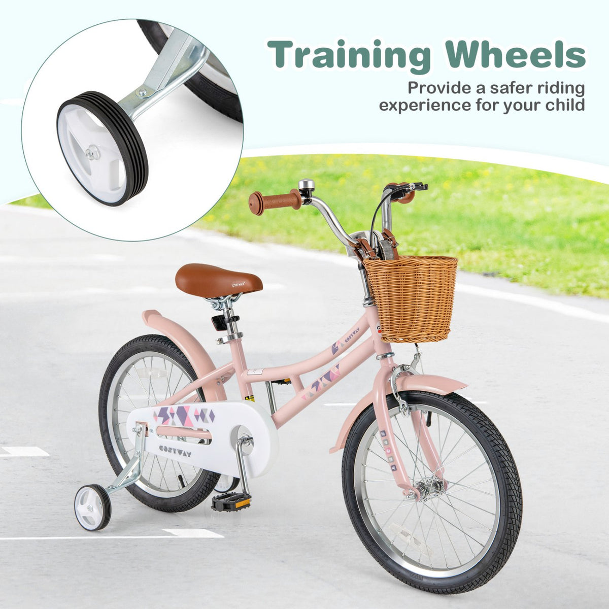18 Inch Kids Bike Retro Bicycle with Adjustable Height and Basket for Ages 4-8 Years Old-18 inches view 7