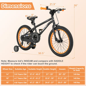 18-Inch Kids Bike Sport Bicycle for 4-8 Years Old with Adjustable Seat-18 inches view 3