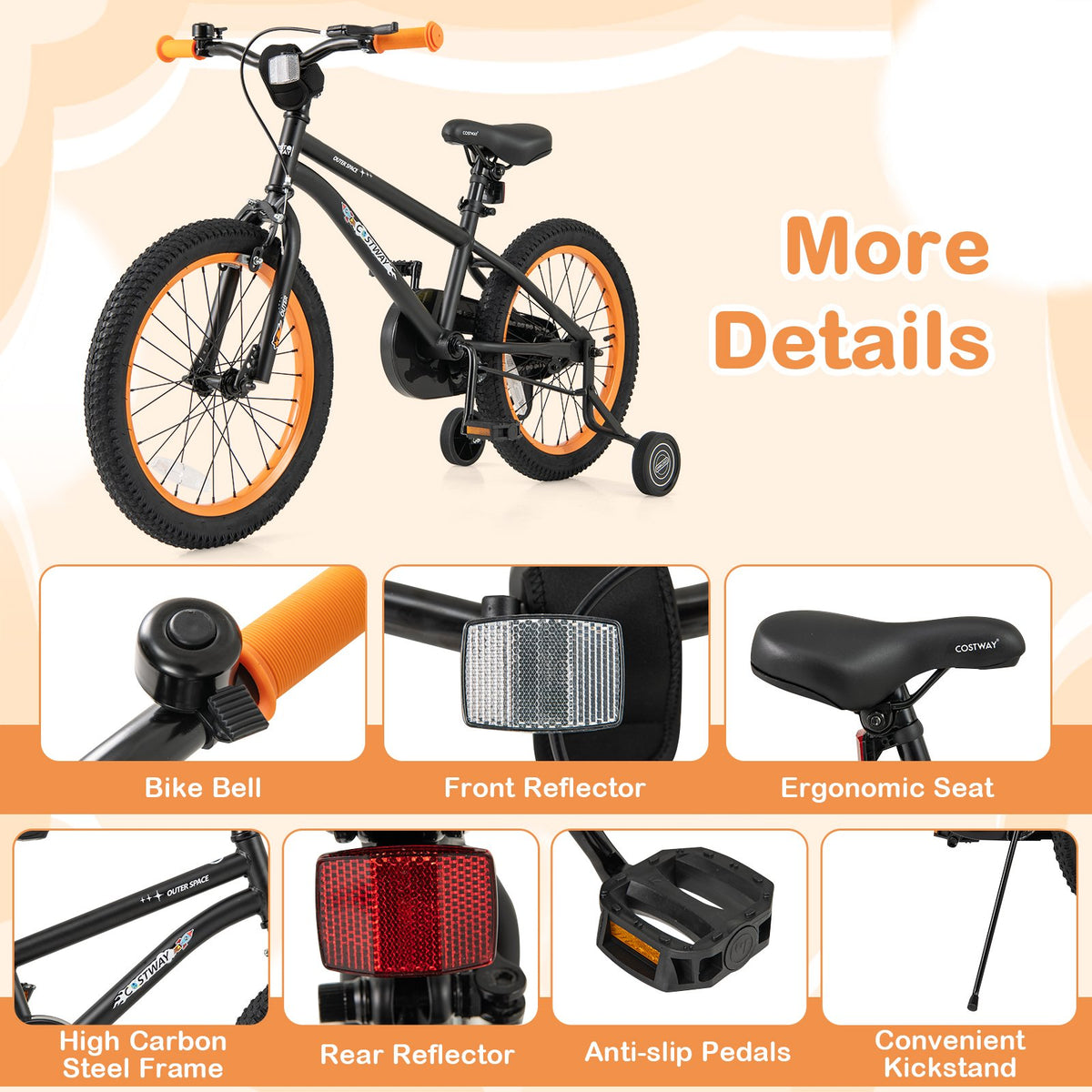 18-Inch Kids Bike Sport Bicycle for 4-8 Years Old with Adjustable Seat-18 inches view 8