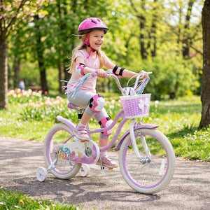 18-Inch Kids Bike Adjustable with Basket and Streamers Purple - Princess of the Sea Theme view 3