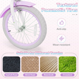 18-Inch Kids Bike Adjustable with Basket and Streamers Purple - Princess of the Sea Theme view 7