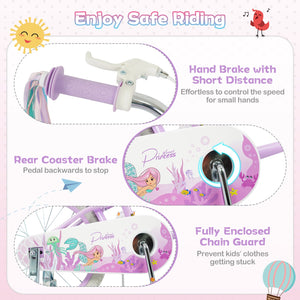 18-Inch Kids Bike Adjustable with Basket and Streamers Purple - Princess of the Sea Theme view 8