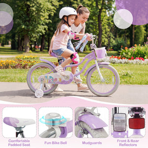 18-Inch Kids Bike Adjustable with Basket and Streamers Purple - Princess of the Sea Theme view 9