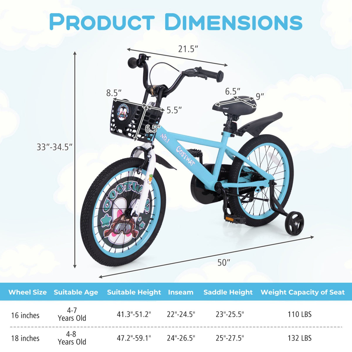 18 Inch Kids Bike with Adjustable Handlebar and Saddle for 4-8 Years Old-18 inches view 4