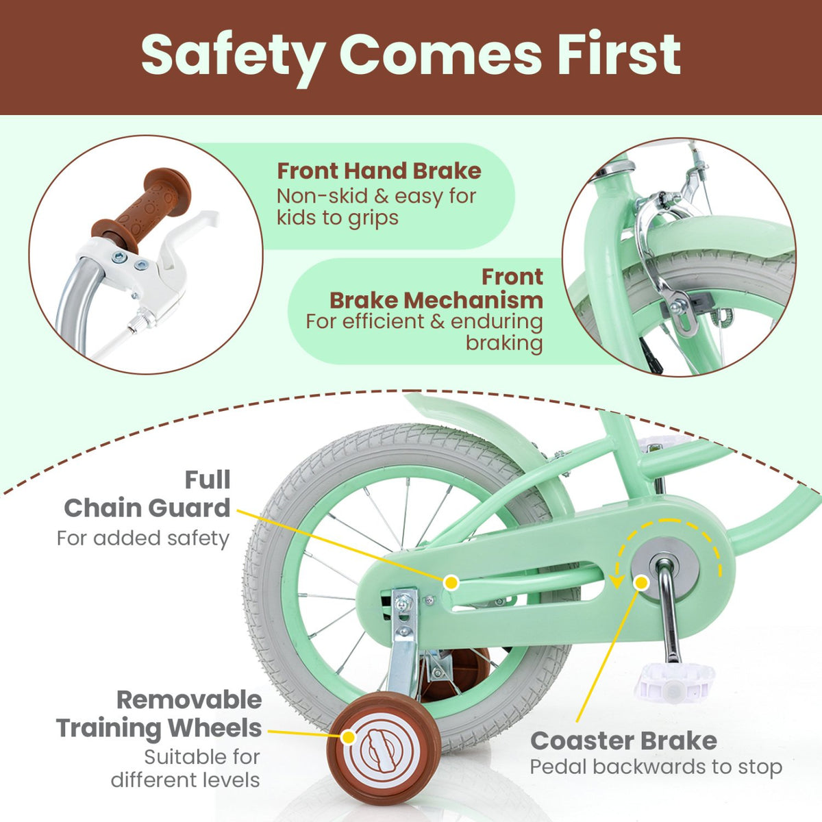18 Inch Kids Bike with Adjustable Seat and Bell for Kids 3-8 Years Olds-18 inches view 5