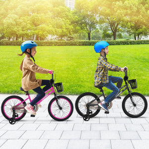 18 Inch Kids Bike with Basket and Training Wheels for Children Aged 4-8 Years Old view 3