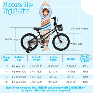18 Inch Kids Bike with Basket and Training Wheels for Children Aged 4-8 Years Old view 4