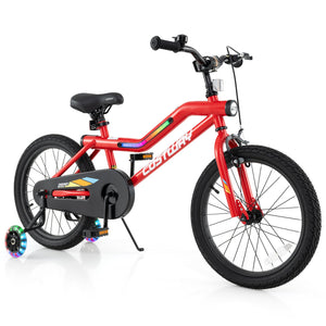 Patented 18 Inch Kids Bike with LED Lights Adjustable Carbon Steel Bicycle for 4-8 Years Old-18 inches