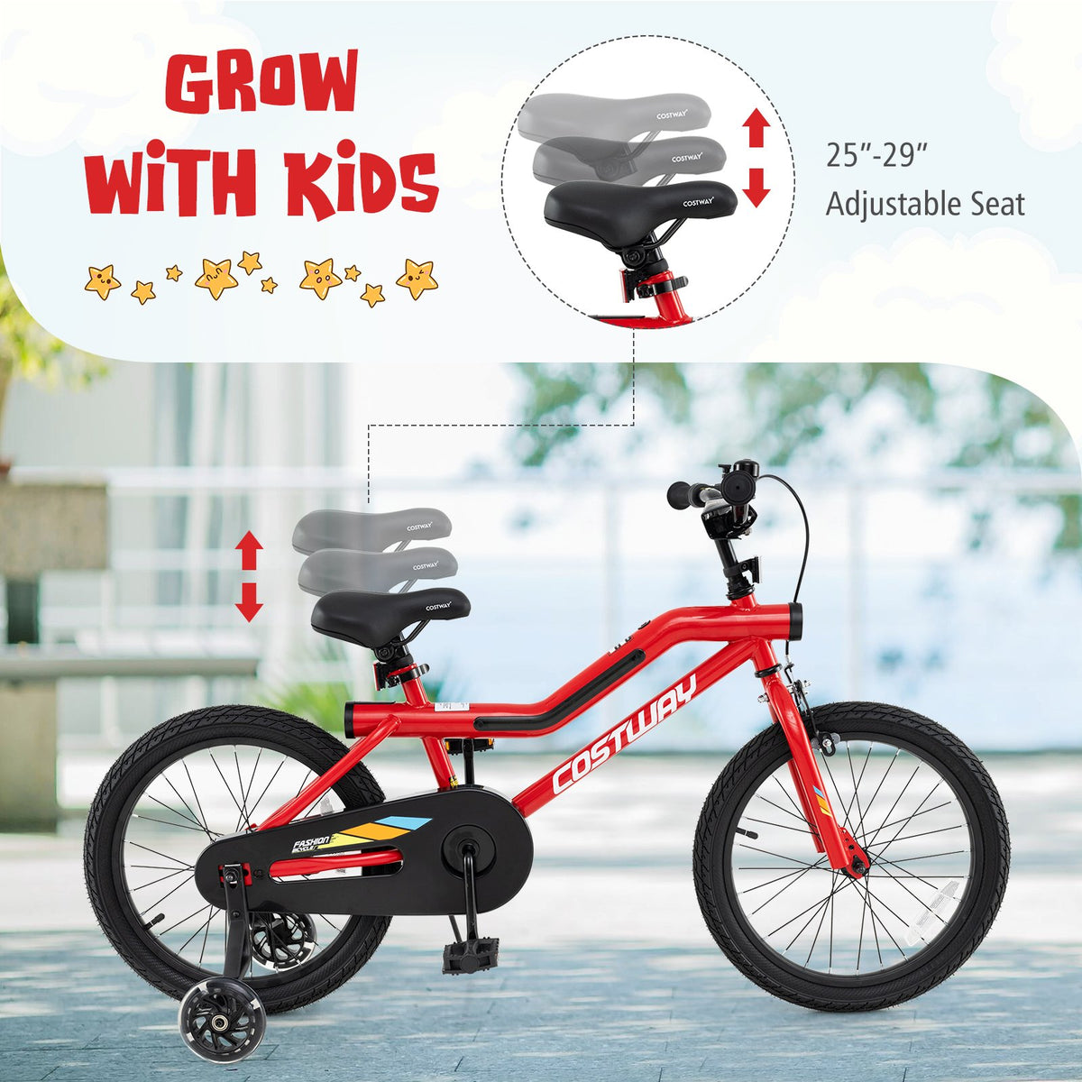 Patented 18 Inch Kids Bike with LED Lights Adjustable Carbon Steel Bicycle for 4-8 Years Old-18 inches view 5