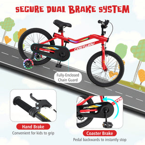 Patented 18 Inch Kids Bike with LED Lights Adjustable Carbon Steel Bicycle for 4-8 Years Old-18 inches view 6