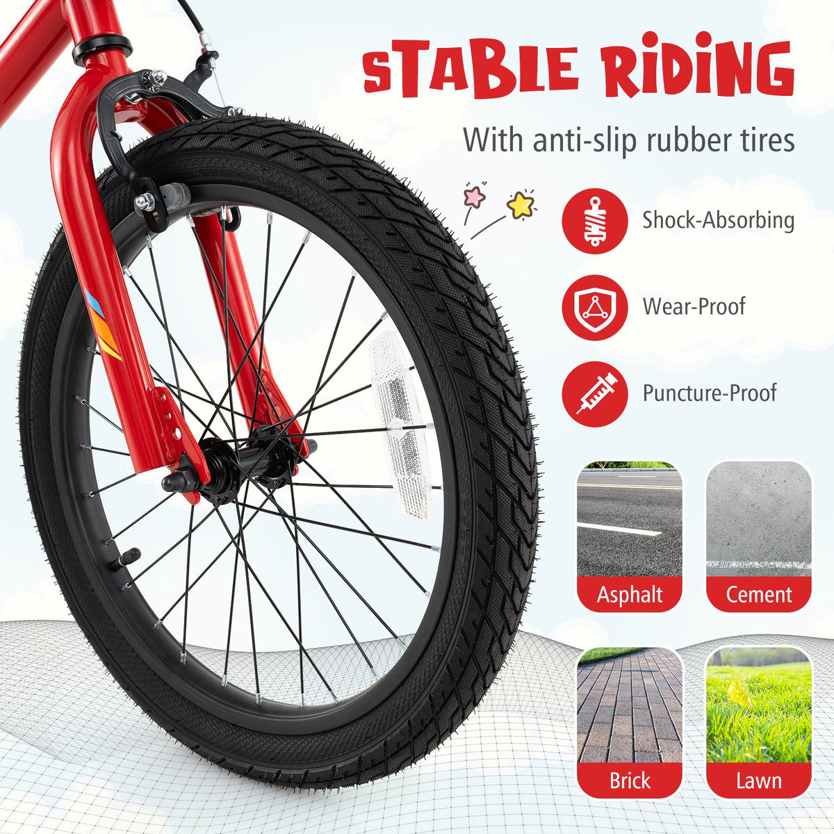 Patented 18 Inch Kids Bike with LED Lights Adjustable Carbon Steel Bicycle for 4-8 Years Old-18 inches view 7