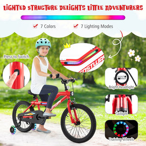 Patented 18 Inch Kids Bike with LED Lights Adjustable Carbon Steel Bicycle for 4-8 Years Old-18 inches view 9