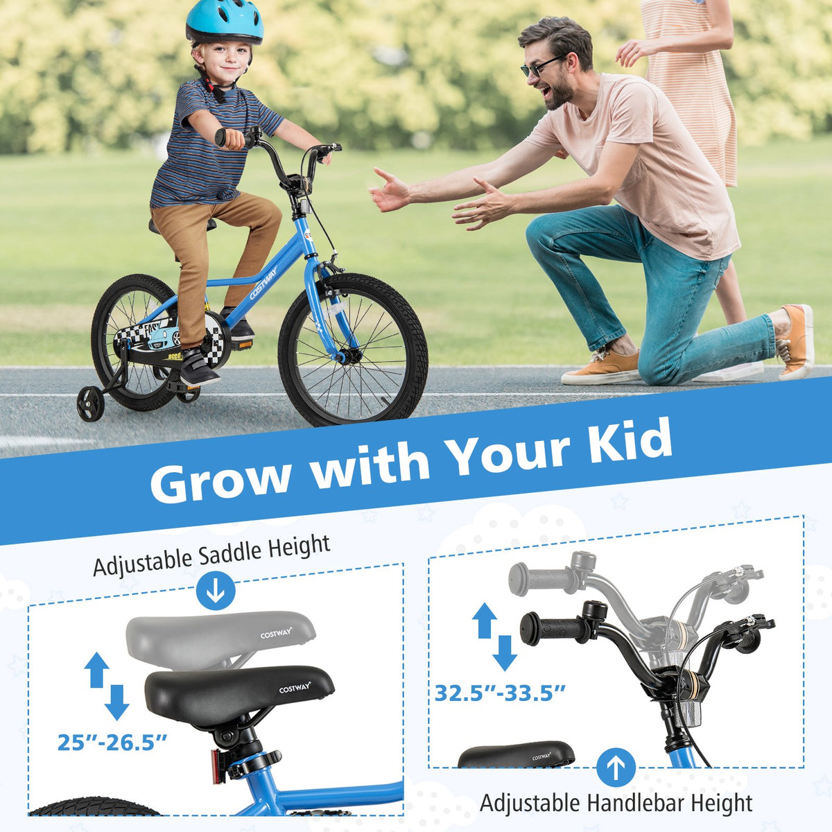 18 Inch Kids Bike with Removable Training Wheels for Aged 4-8 Years Old view 5