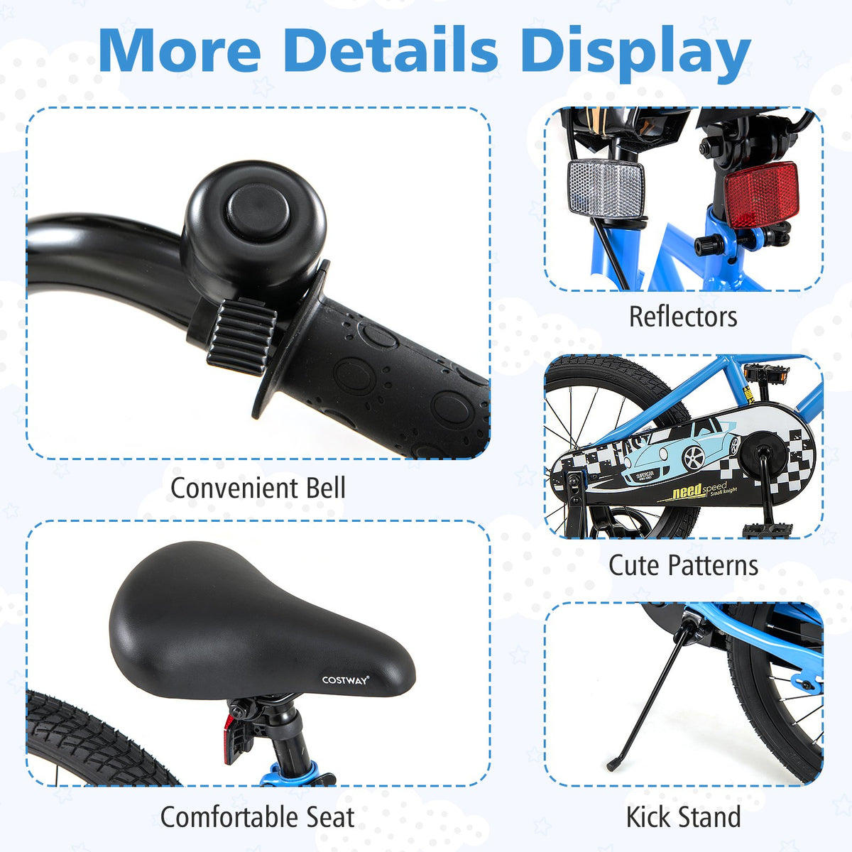 18 Inch Kids Bike with Removable Training Wheels for Aged 4-8 Years Old view 7