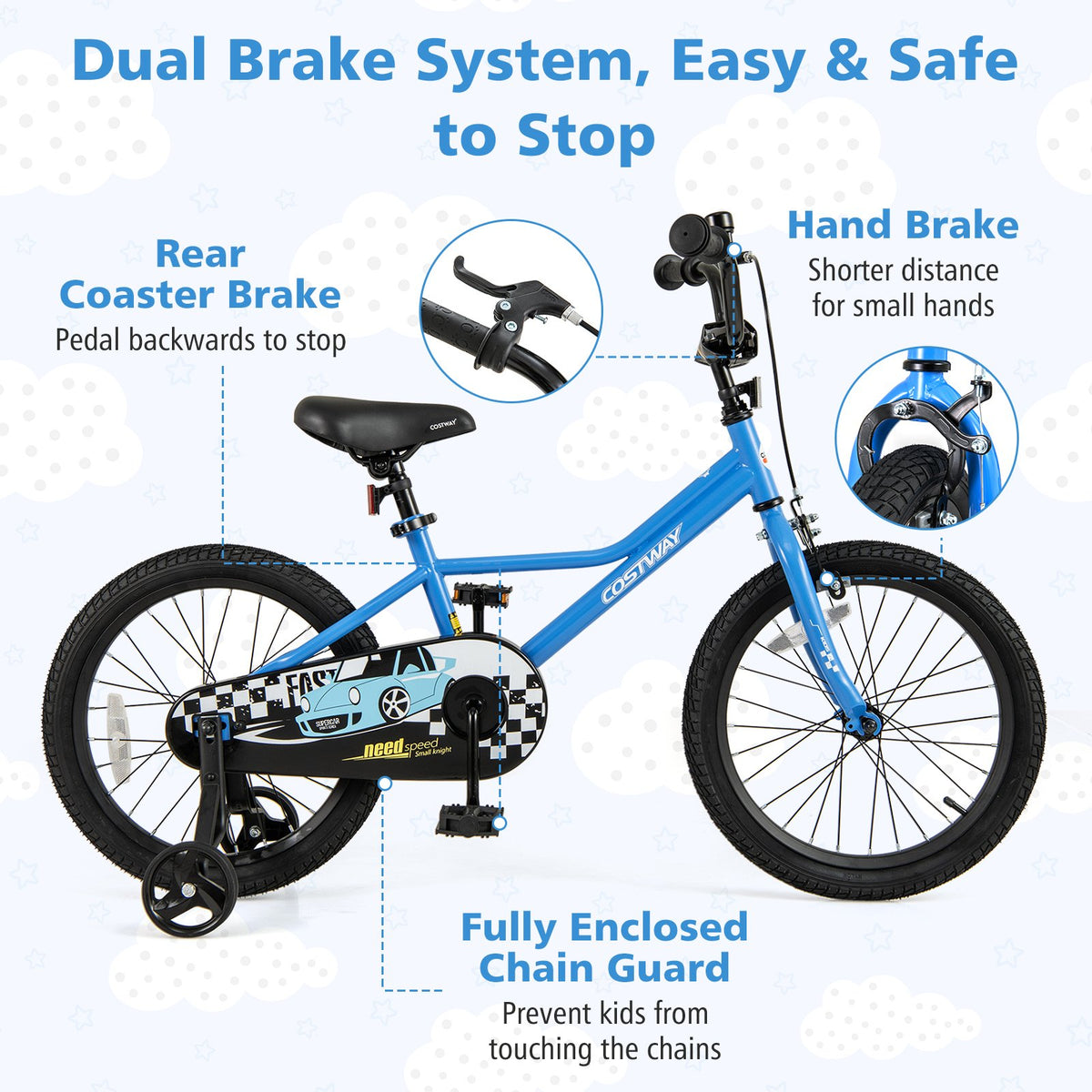 18 Inch Kids Bike with Removable Training Wheels for Aged 4-8 Years Old view 8