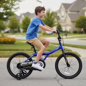 18-Inch Kids Bike with Removable Training Wheels Navy - Brave Hero view 3
