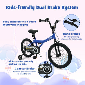 18-Inch Kids Bike with Removable Training Wheels Navy - Brave Hero view 6