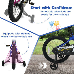 18-Inch Kids Bike with Removable Training Wheels Navy - Brave Hero view 7
