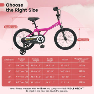 18-Inch Kids Bike with Removable Training Wheels Pink-Brave Hero view 4