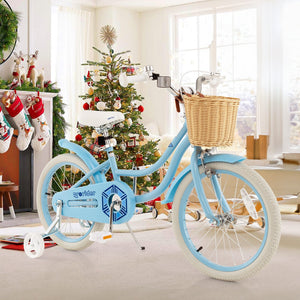 18-Inch Kids Bike with Training Wheels and Adjustable Handlebar Seat-Blue view 2