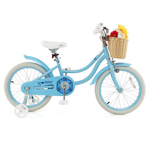 18-Inch Kids Bike with Training Wheels and Adjustable Handlebar Seat-Blue view 4