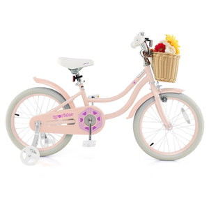 18-Inch Kids Bike with Training Wheels and Adjustable Handlebar Seat-Pink view 4