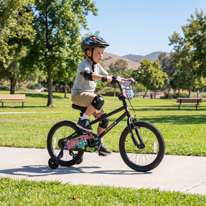 18 Inch Kids Bike with Training Wheels for Ages 4-8 Years Old Black- Street Art Time view 2