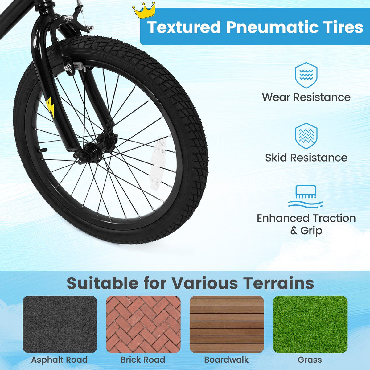 18 Inch Kids Bike with Training Wheels for Ages 4-8 Years Old Black- Street Art Time view 7