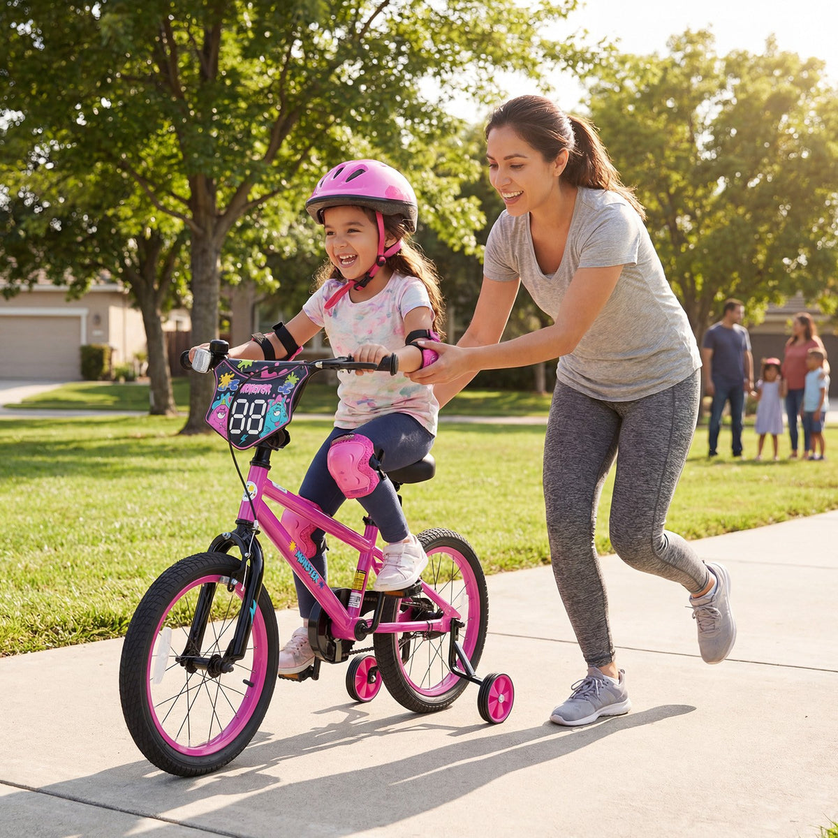 18 Inch Kids Bike with Training Wheels for Ages 4-8 Years Old Pink- Street Art Time view 2
