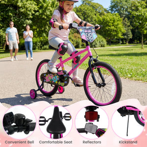 18 Inch Kids Bike with Training Wheels for Ages 4-8 Years Old Pink- Street Art Time view 8