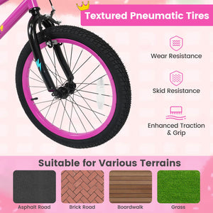 18 Inch Kids Bike with Training Wheels for Ages 4-8 Years Old Pink- Street Art Time view 9