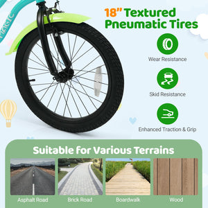18 Inch Kids Bike with Training Wheels and Basket Green Color view 7