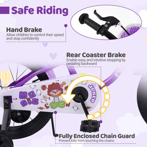 18 Inch Kids Bike with Training Wheels for Aged 3-8 Years Old - Magic Purple view 5