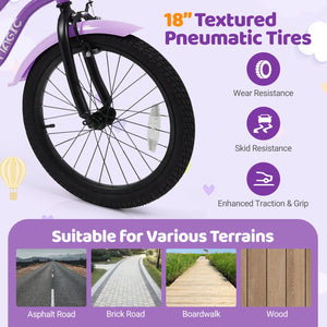 18 Inch Kids Bike with Training Wheels for Aged 3-8 Years Old - Magic Purple view 7